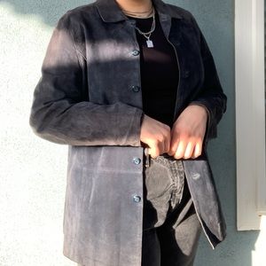 90s Navy Blue Sude Coat